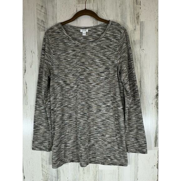 Pure Jill Top Size Large Brown Space Dye 100% Cotton Long Sleeve Soft Casual - Picture 1 of 7
